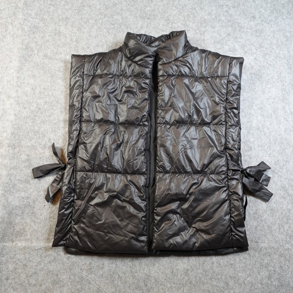 Pilcro Vest Womens One Size Anthropologie Black Puffer Side Tie Packable - Picture 4 of 13